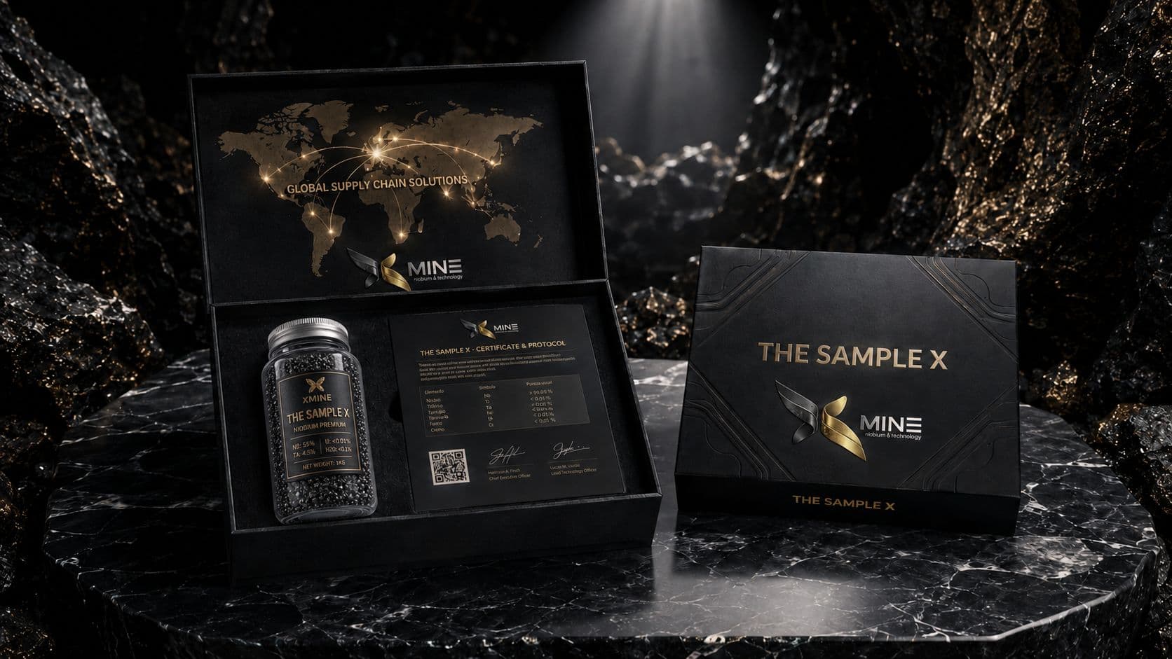 The Sample X — the premium vault, displayed in the cave